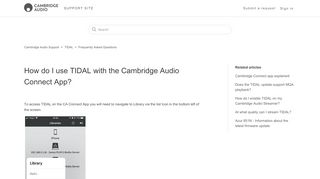 
                            12. How do I use TIDAL with the Cambridge Audio Connect App ...