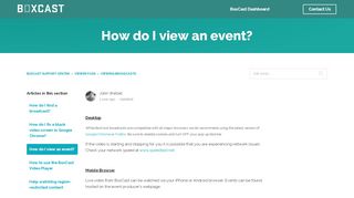 
                            5. How do I view an event? – BoxCast Support Center