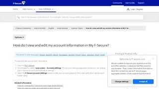 
                            8. How do I view and edit my account information in My F-Secure? - F ...