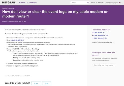 
                            10. How do I view or clear the event logs on my cable modem or modem ...