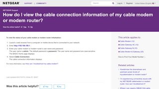 
                            4. How do I view the cable connection information of my cable modem ...