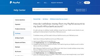 
                            6. How do I withdraw money from my PayPal account to my South Africa ...