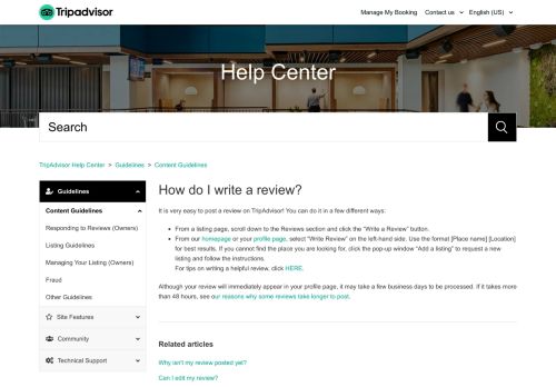 
                            11. How do I write a review? – TripAdvisor Help Center