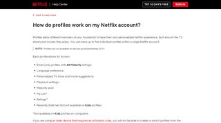 
                            2. How do profiles work on my Netflix account? - Netflix Help Center