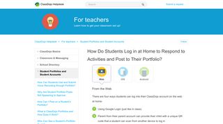 
                            11. How Do Students Log in at Home to Respond to Activities and Post ...