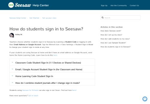 
                            8. How do students sign in to Seesaw? – Seesaw Help Center