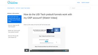 
                            11. How do the USI Tech prebuilt funnels work with my OSP account ...