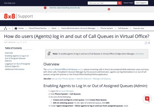 
                            8. How do users (Agents) log in and out of Call Queues in Virtual Office ...