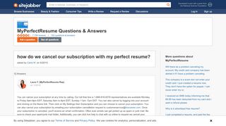 
                            3. how do we cancel our subscription with my perfect resume? - Sitejabber