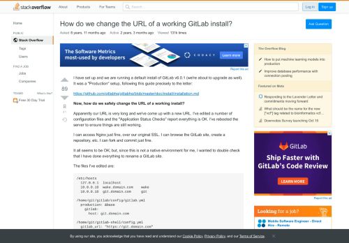 
                            4. How do we change the URL of a working GitLab install? - Stack Overflow