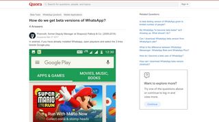 
                            3. How do we get beta versions of WhatsApp? - Quora