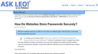 
                            10. How Do Websites Store Passwords Securely? - Ask Leo!