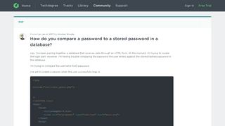 
                            12. How do you compare a password to a stored password in a database ...