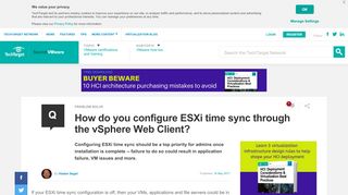 
                            8. How do you configure ESXi time sync through the vSphere Web Client?