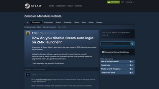 
                            4. How do you disable Steam auto login on ZMR launcher? :: ...