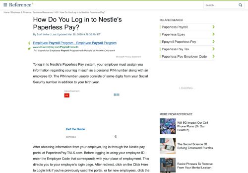 
                            7. How Do You Log in to Nestle's Paperless Pay? | Reference.com