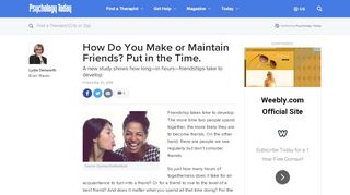 
                            13. How Do You Make or Maintain Friends? Put in the Time. | Psychology ...