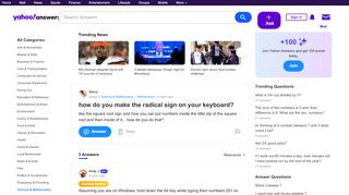 
                            7. how do you make the radical sign on your keyboard? | Yahoo Answers