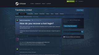 
                            3. How do you recover a lost login? :: TrackMania United General ...