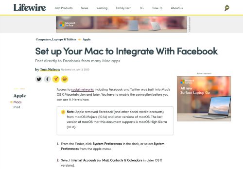 
                            1. How Do You Set up Your Mac to Integrate With Facebook? - Lifewire
