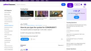 
                            4. How do you type the symbol for CONGRUENT? | Yahoo ...