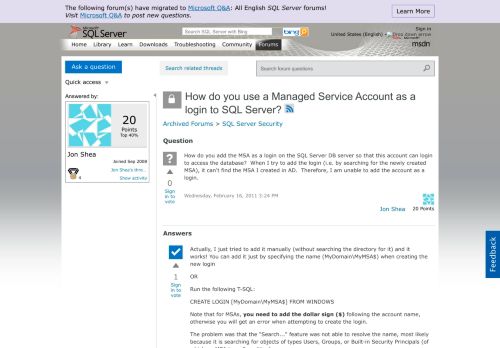 
                            5. How do you use a Managed Service Account as a login to SQL Server ...