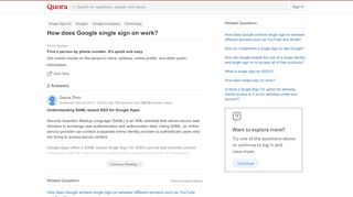 
                            5. How does Google single sign on work? - Quora