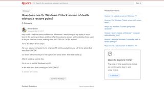 
                            6. How does one fix Windows 7 black screen of death without a restore ...