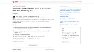 
                            4. How does Saket Modi hack a phone in 20 seconds? What does he ...