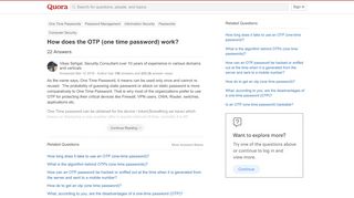 
                            13. How does the OTP (one time password) work? - Quora