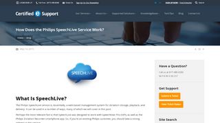 
                            9. How Does the Philips SpeechLive Service Work? - Certified eSupport