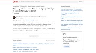 
                            12. How easy is it to remove Facebook Login (social sign-in feature ...