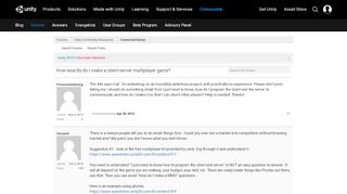 
                            3. How exactly do I make a client-server multiplayer game? - Unity Forum