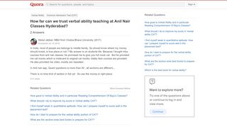 
                            13. How far can we trust verbal ability teaching at Anil Nair Classes ...