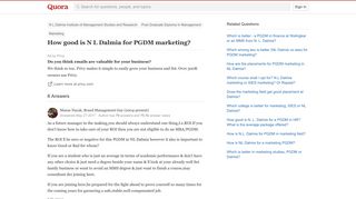 
                            8. How good is N L Dalmia for PGDM marketing? - Quora