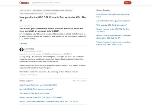 
                            11. How good is the SSC CGL Pinnacle Test series for CGL Tier 2? - Quora