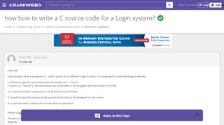 
                            2. how how to write a C source code for a Login ... [SOLVED] | DaniWeb
