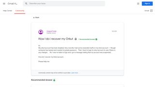 
                            6. How I do i recover my Orkut - Google Product Forums