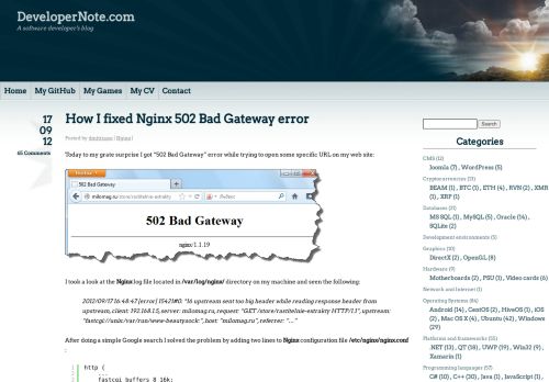 
                            12. How I fixed Nginx 502 Bad Gateway error | DeveloperNote.com