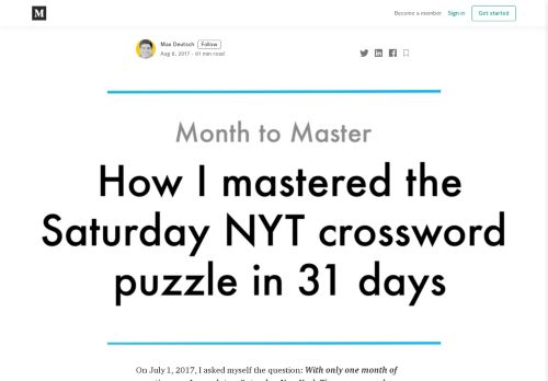 
                            12. How I mastered the Saturday NYT crossword puzzle in 31 days