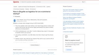 
                            4. How is Shyplite as logistics for an e-commerce startup? - Quora