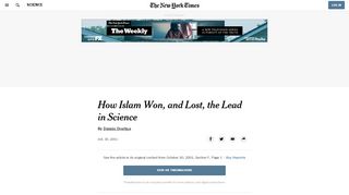 
                            7. How Islam Won, and Lost, the Lead in Science - The New ...