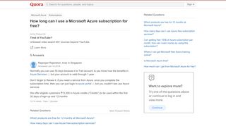 
                            6. How long can I use a Microsoft Azure subscription for free? - Quora
