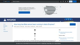 
                            6. How long has Beta server been running in Astro Empires? - Arqade