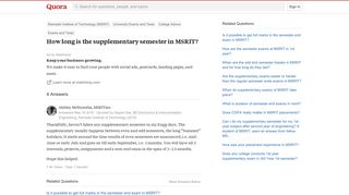 
                            7. How long is the supplementary semester in MSRIT? - Quora