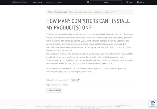 
                            12. How many computers can I install my product(s) on? | Toontrack