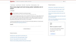 
                            11. How many legal and real money poker websites are in India? - Quora