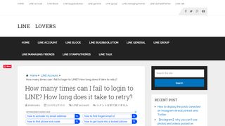 
                            5. How many times can I fail to login to LINE? How long does it take to ...