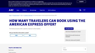 
                            12. How many travelers can book using the American Express offer? | SAS