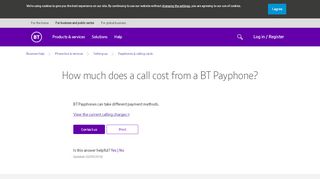 
                            11. How much does a call cost from a BT Payphone? | BT Business